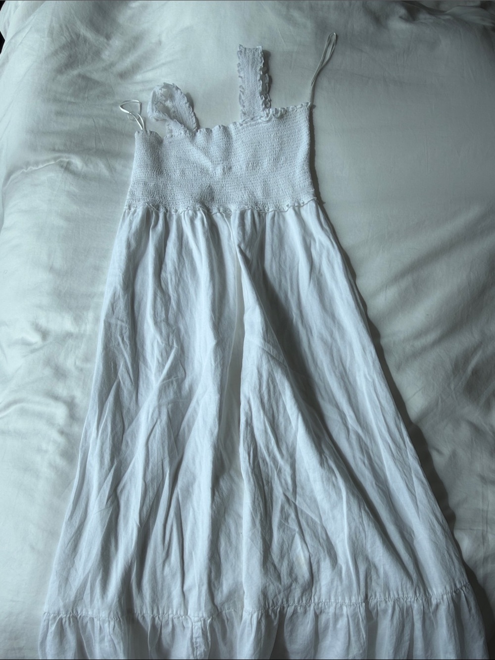 Nordstrom White Smocked Maxi Dress with Lace Straps